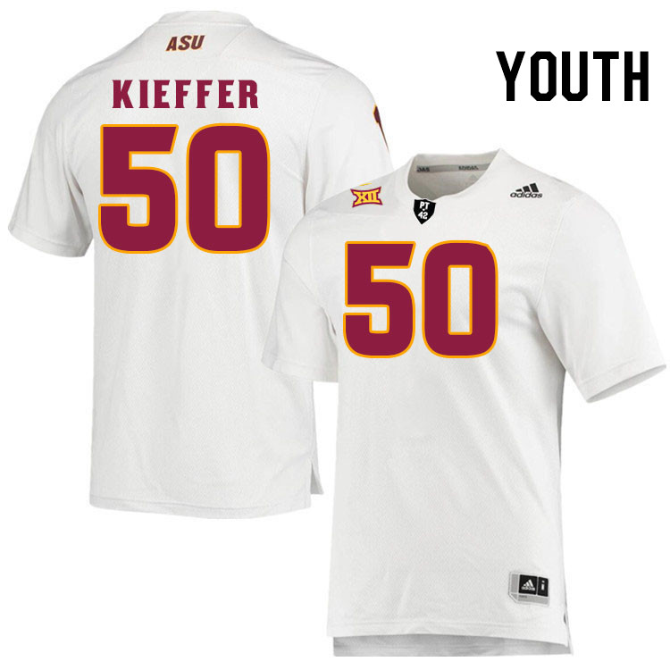 Youth #50 Carston Kieffer Arizona State Sun Devils College Football Jerseys Stitched-White